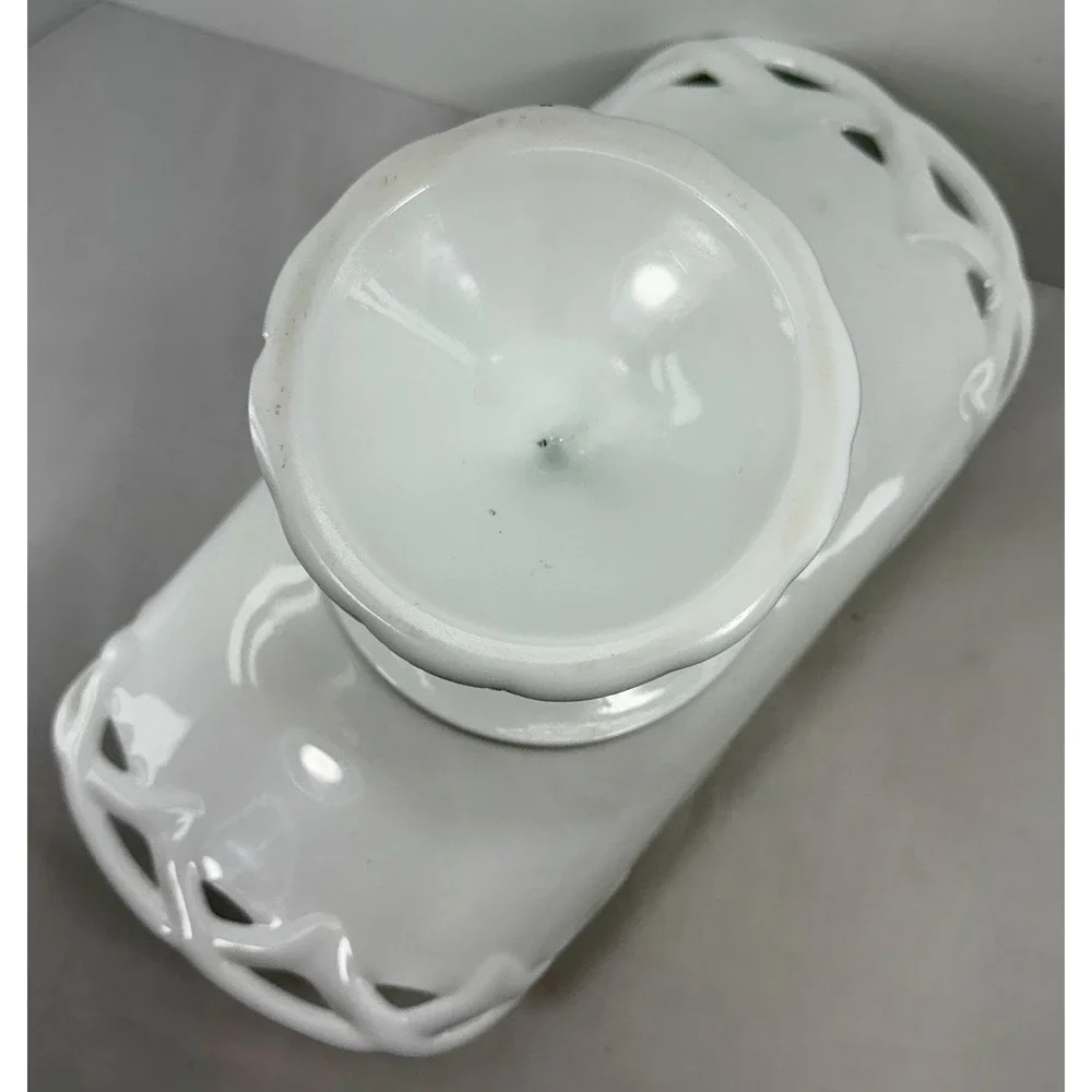 Vintage Colony Milk Glass Open Lace Pedestal Compote Fruit‎ Bowl 13.75